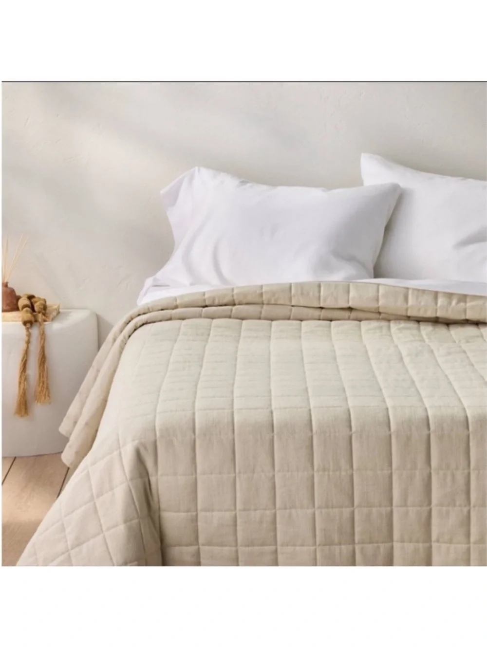 NWT King Heavyweight Linen Blend Quilt Natural - Casaluna